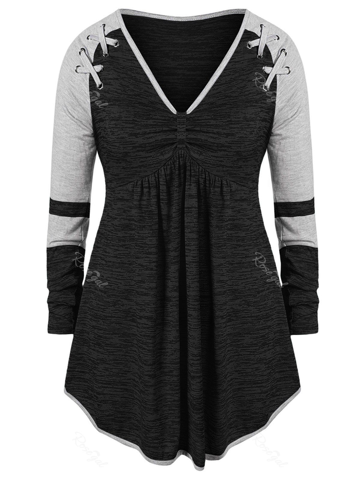 

Plus Size Space Dyed Empire Waist T-shirt, Black