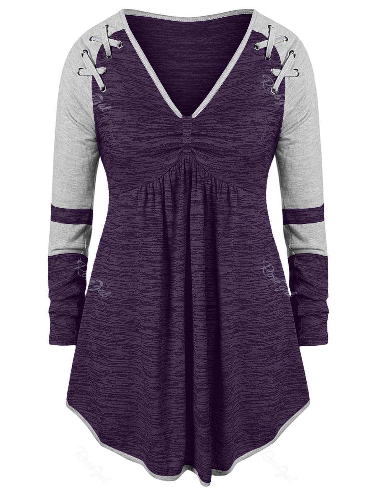 

Plus Size Space Dyed Empire Waist T-shirt, Purple iris