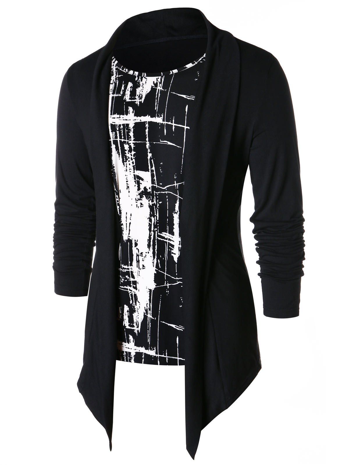 

Faux Twinset Long Sleeve Panel T-shirt, Black