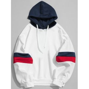 

Casual Splicing Color Block Hoodie, White