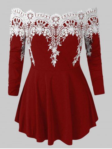 red plus size peplum top