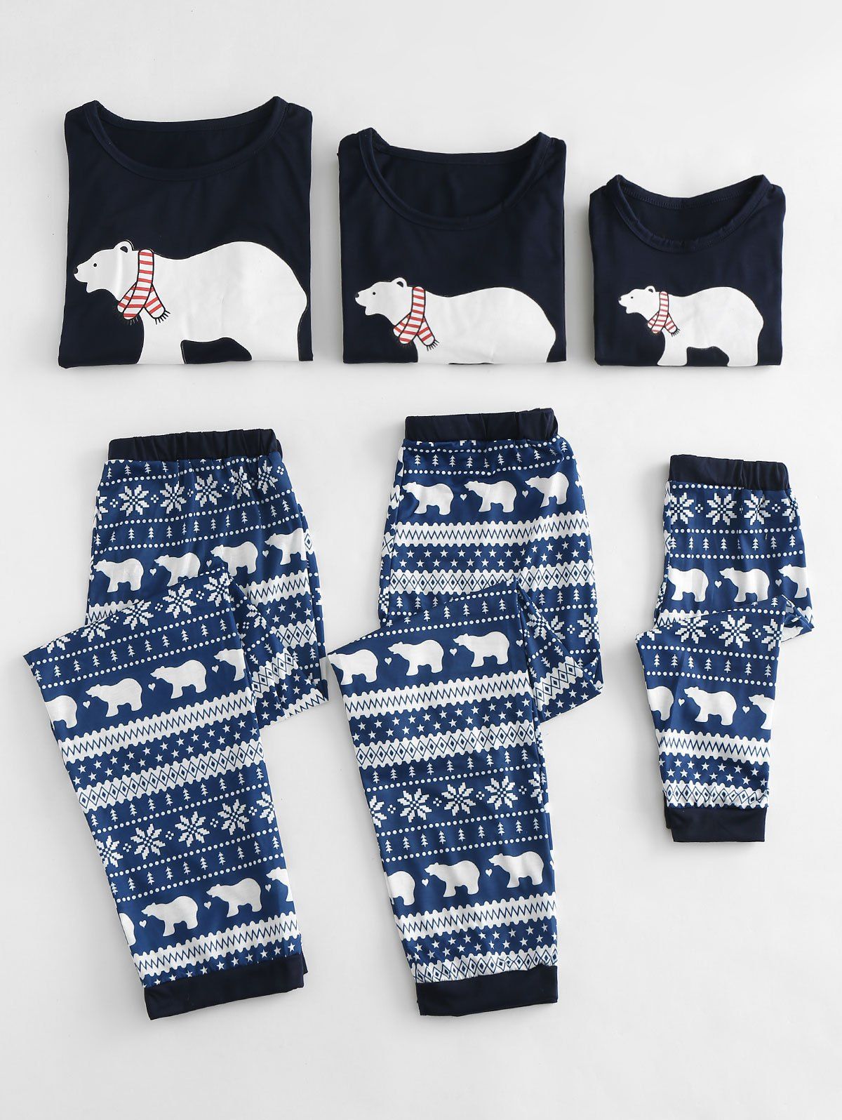 

Polar Bear Printed Christmas Family Pajamas Sets, Blue