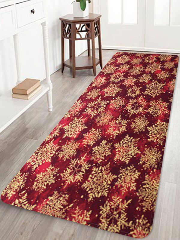 

Christmas Snowflake Pattern Water Absorption Floor Rug, Multi