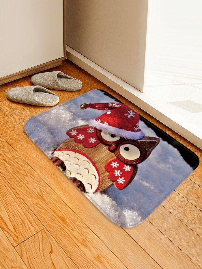 

Christmas Owl Pattern Water Absorption Area Rug, Multi