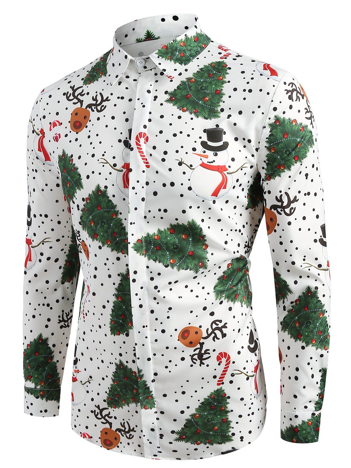 

Christmas Snowmen Snoeflakes Tree Candy Print Shirt, White