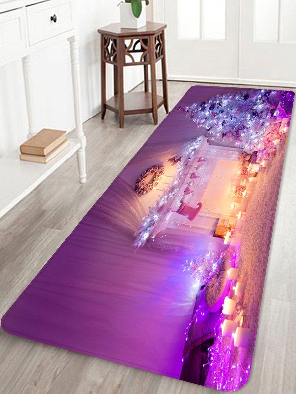 

Christmas Tree Candle Printed Non-slip Area Rug, Purple