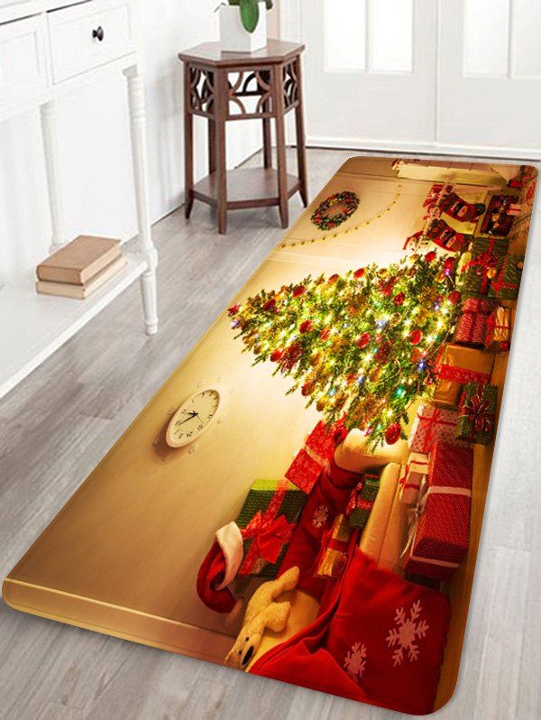 

Christmas Tree Gift Printed Non-slip Area Rug, Red