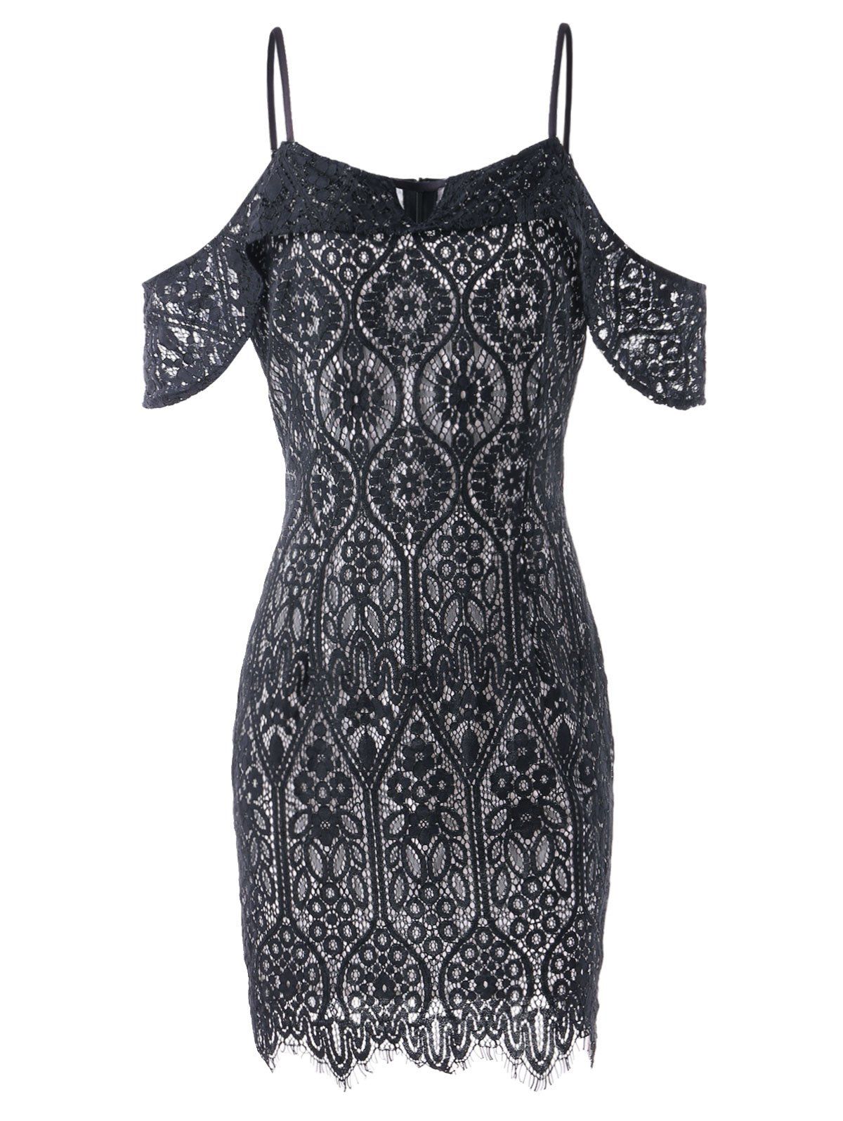 

Cut Out Open Shoulder Bodycon Dress, Black