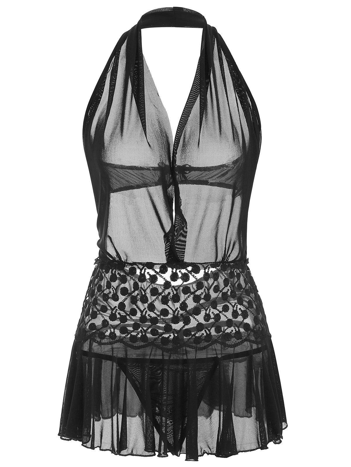 

Backless See Through Sexy Babydoll, Black