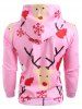 Sweat-Shirt à Capuche Pullover avec Imprimé Faux-Costume de Noël - ROSE PÂLE 2XL