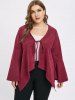 Plus Size Asymmetric Tie Coat with Flare Sleeves -  