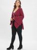 Plus Size Asymmetric Tie Coat with Flare Sleeves -  