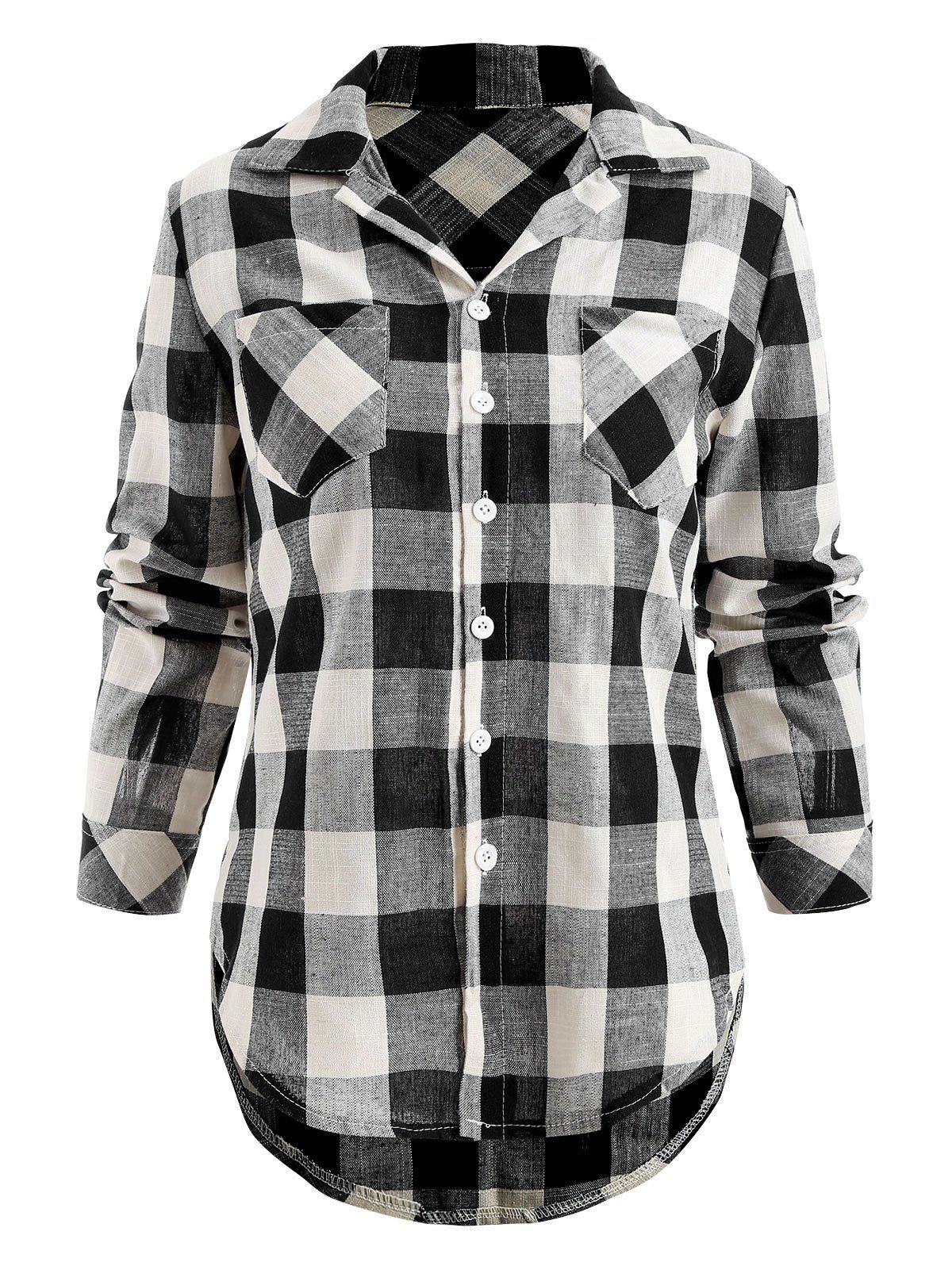 

Long Sleeve Checked Breast Pocket Shirt, Black