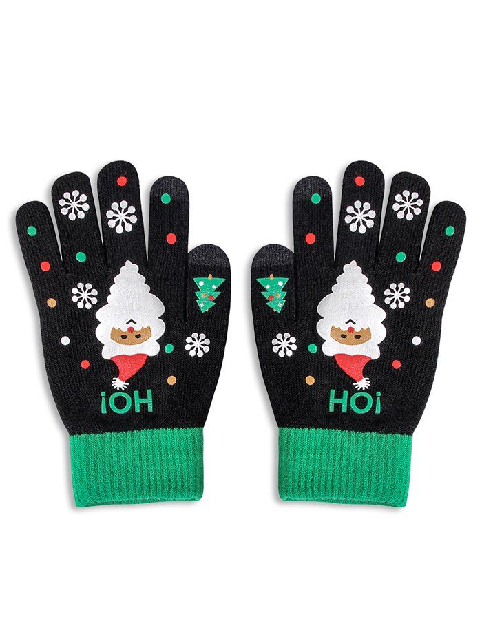 

Christmas Santa Claus Knitted Touch Screen Gloves, Black