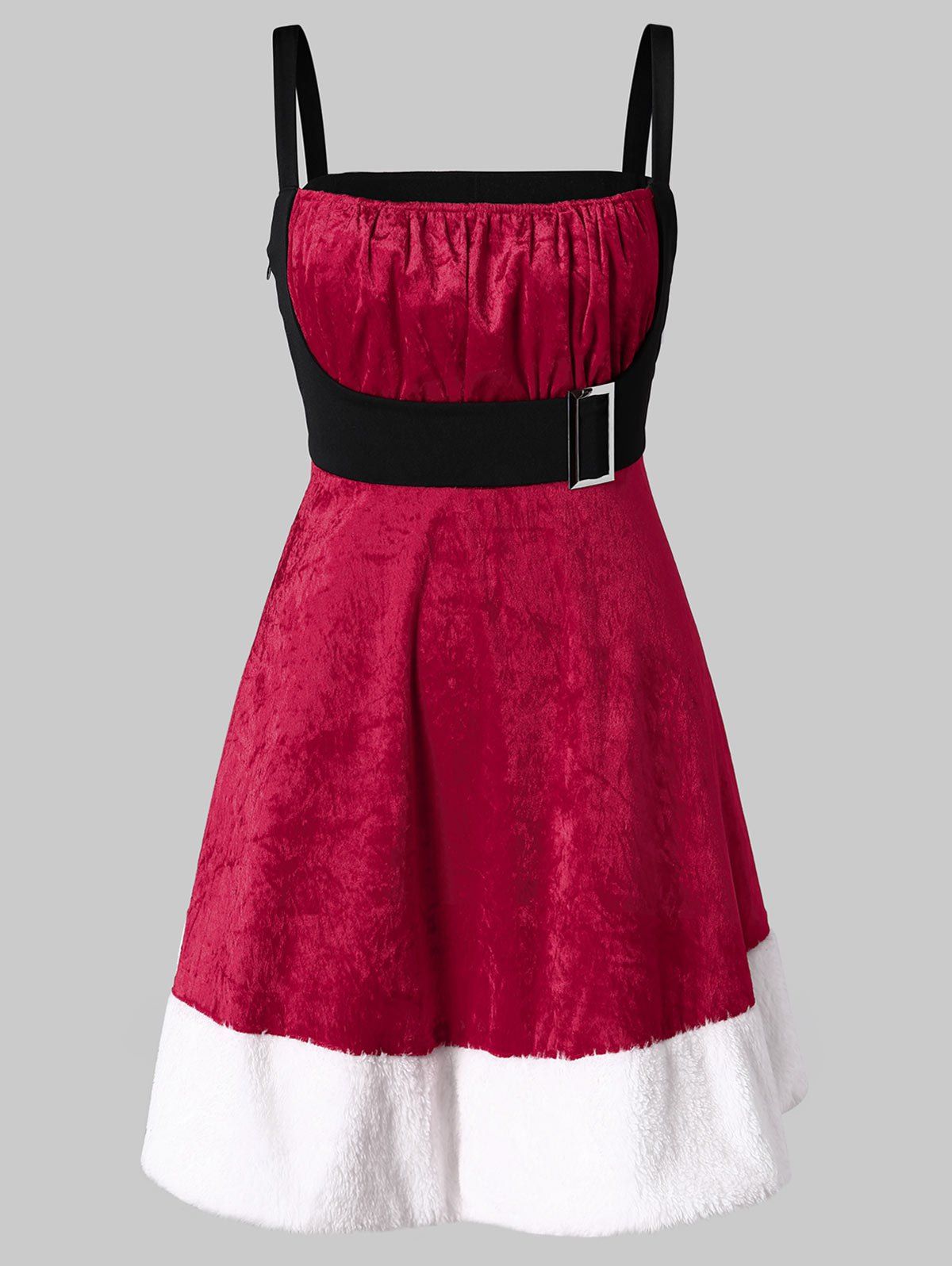 

Christmas Plus Size Velvet Mini Santa Claus Dress, Red wine