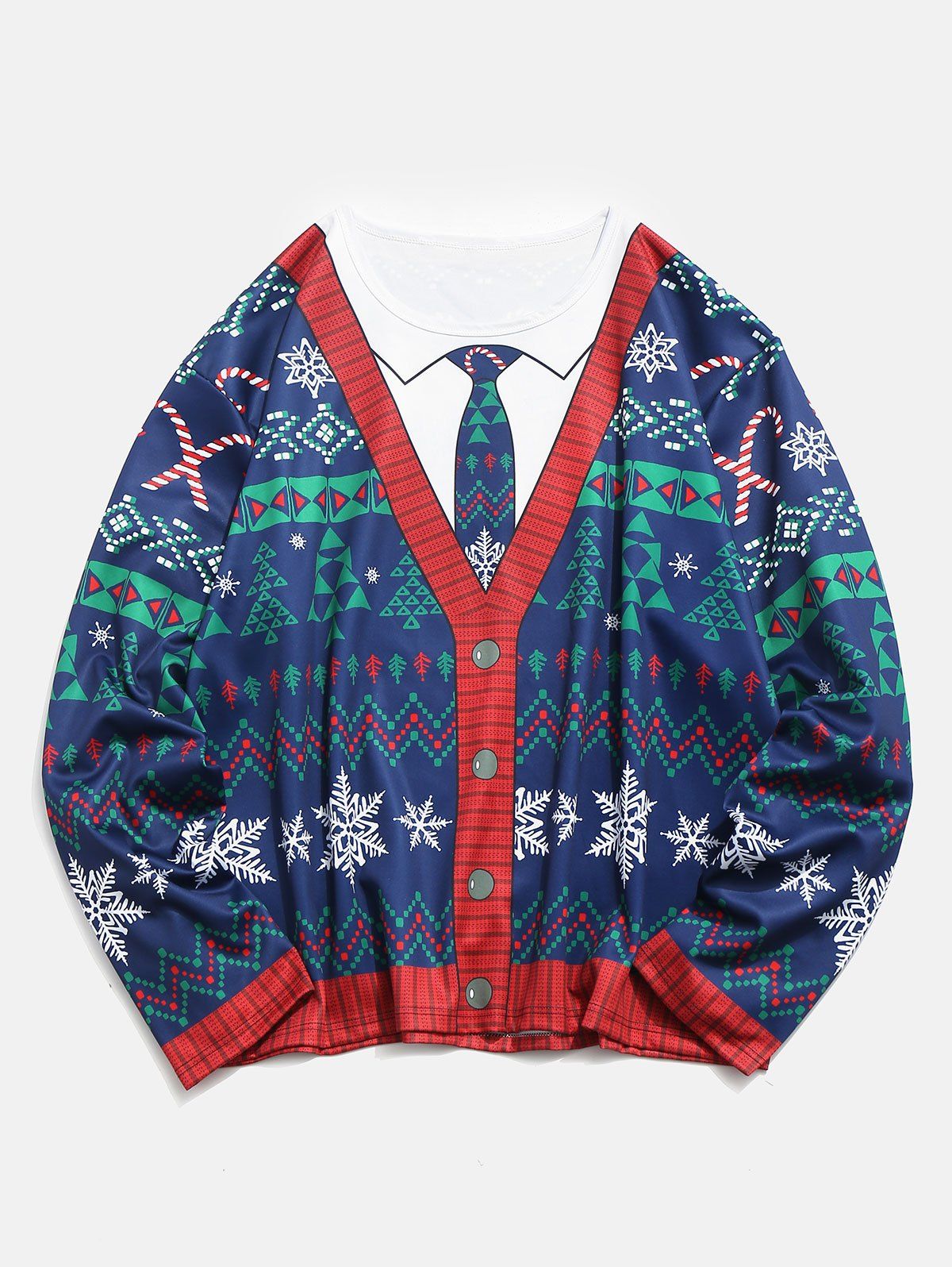 

Plus Size Christmas 3D Printed Pullover T-shirt, Deep blue