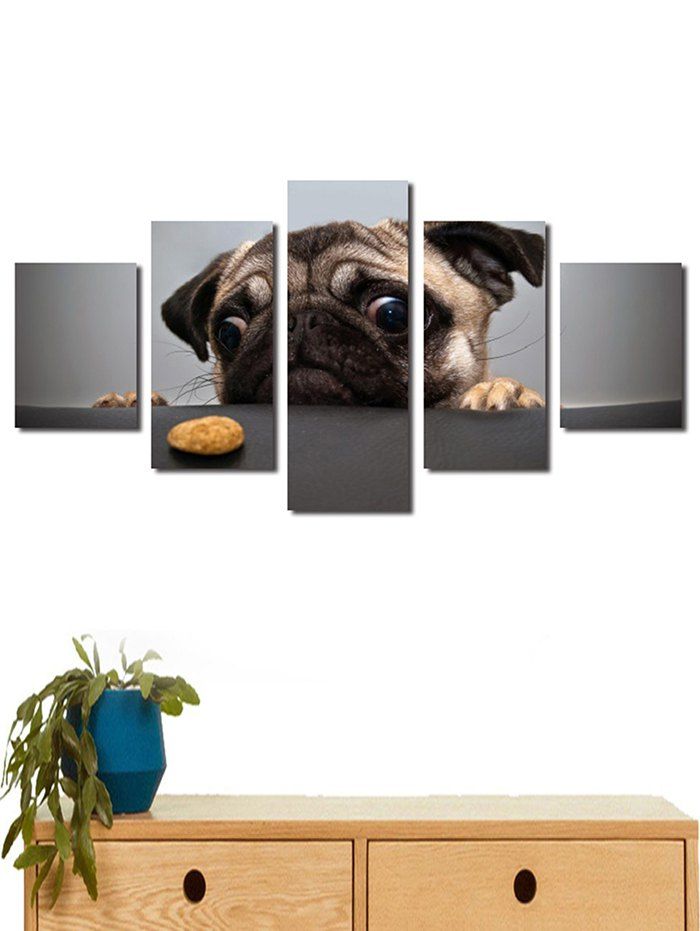 

Dog Print Split Unframed Canvas Paintings, Carbon gray