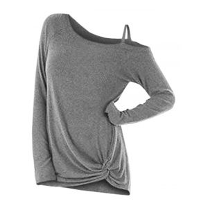 

Knotted Skew Neck Sweater, Light gray