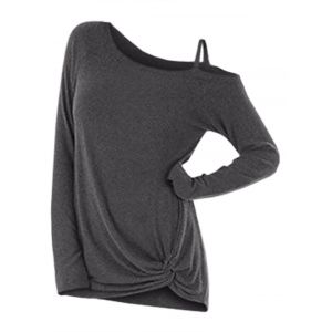 

Knotted Skew Neck Sweater, Dark gray