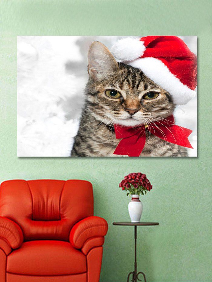 

Christmas Cat Print Wall Art Sticker, Multi