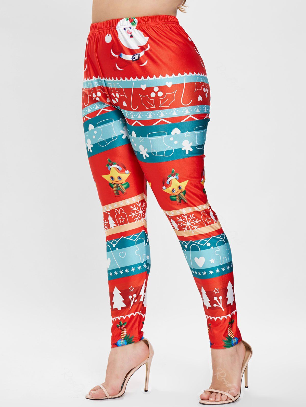 

Plus Size Christmas Graphic Skinny Leggings, Red