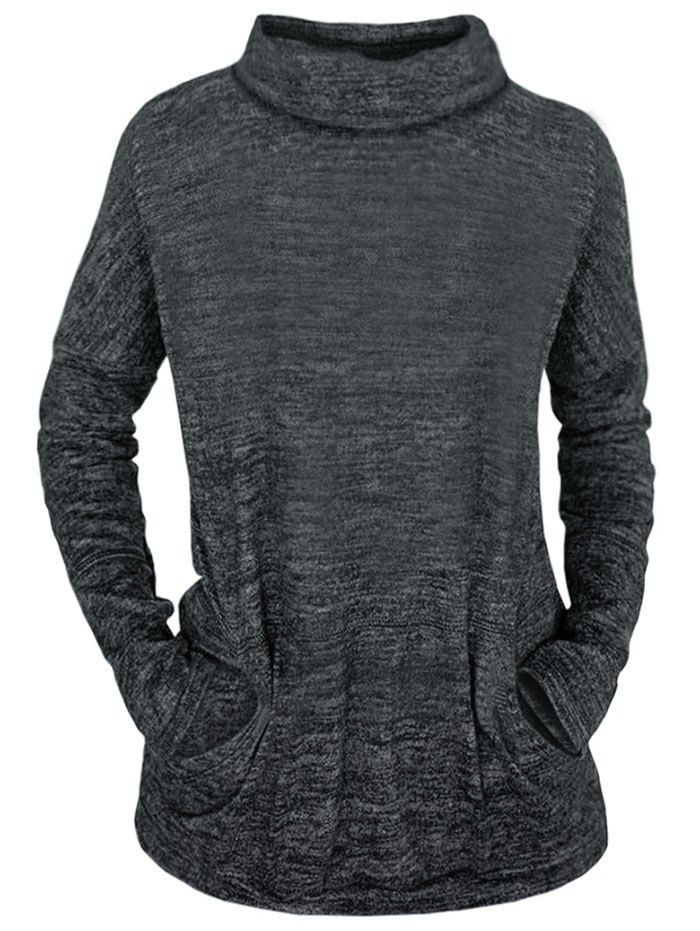 

Space Dye Turtle Neck Top, Dark gray