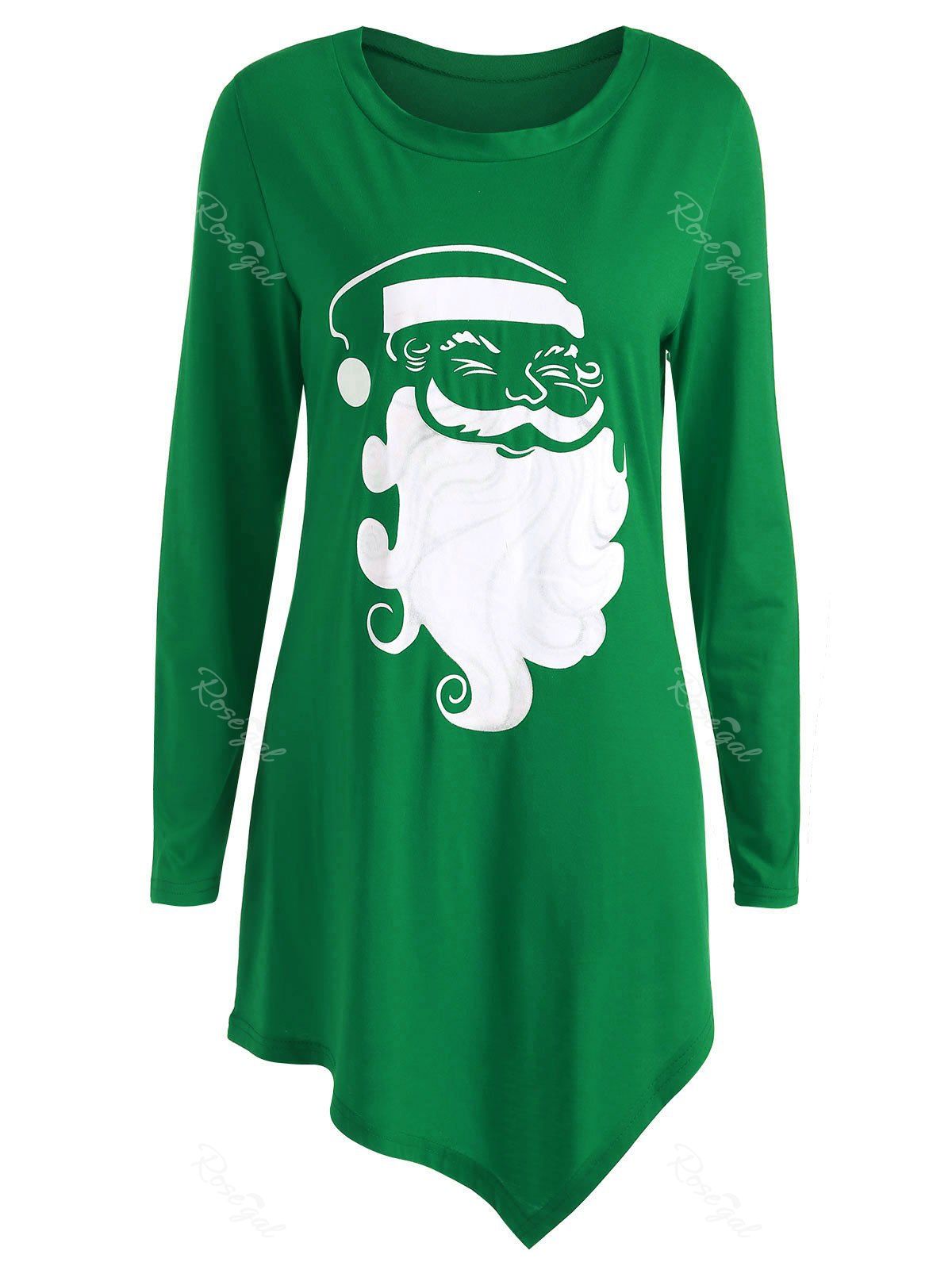 

Plus Size Christmas Santa Claus T-shirt, Green