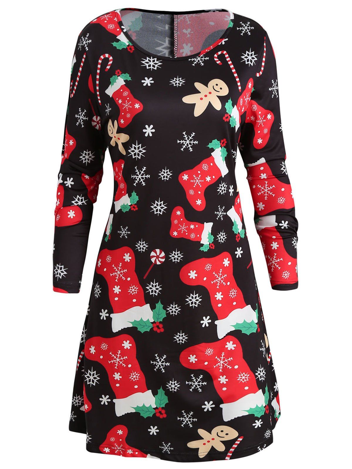 

Socks Snowflake Print Christmas Swing Dress, Multi