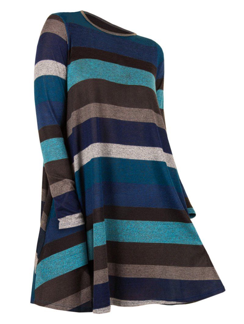 

Striped Round Neck Sweater, Blue