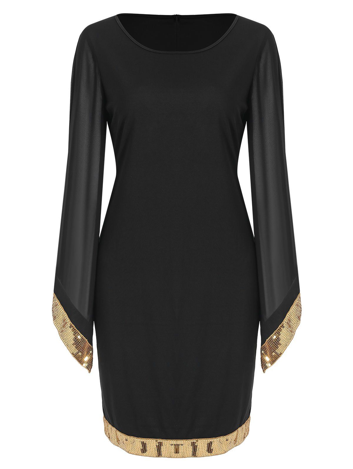 

Flare Sleeve Sequin Panel Sheath Dress, Night