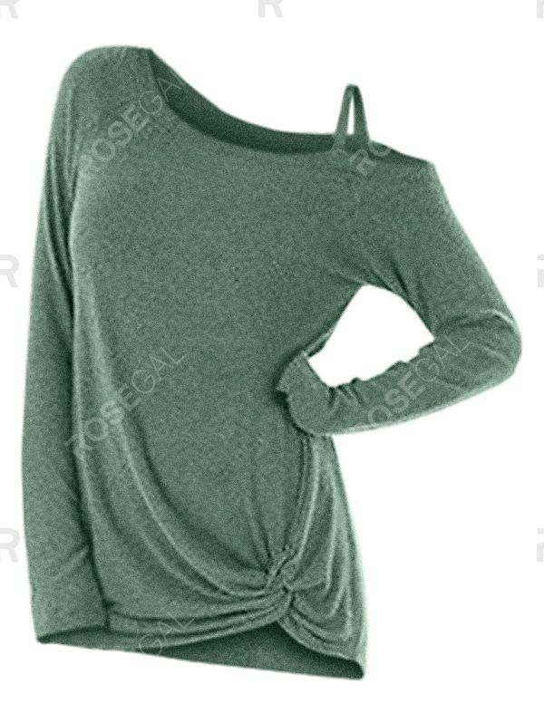 

Knotted Skew Neck Sweater, Green