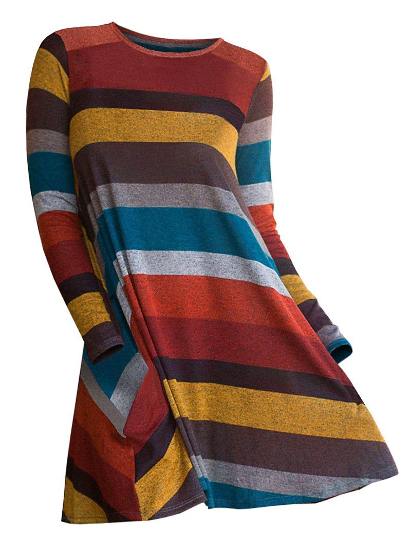 

Striped Round Neck Sweater, Tiger orange