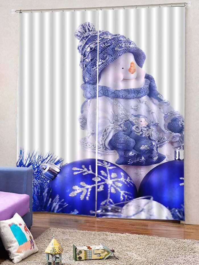 

2PCS Funny Christmas Snowman Snowflake Window Curtains, White