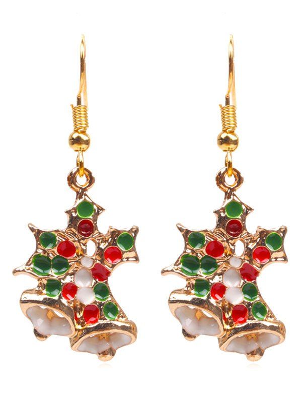 

Christmas Bell Design Hook Earrings, Gold