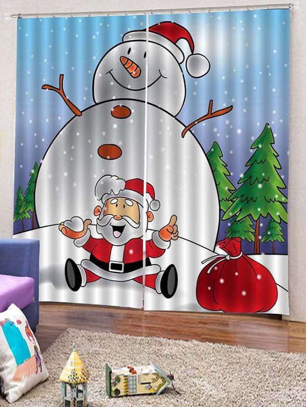 

2PCS Funny Snowman Father Christmas Window Curtains, White