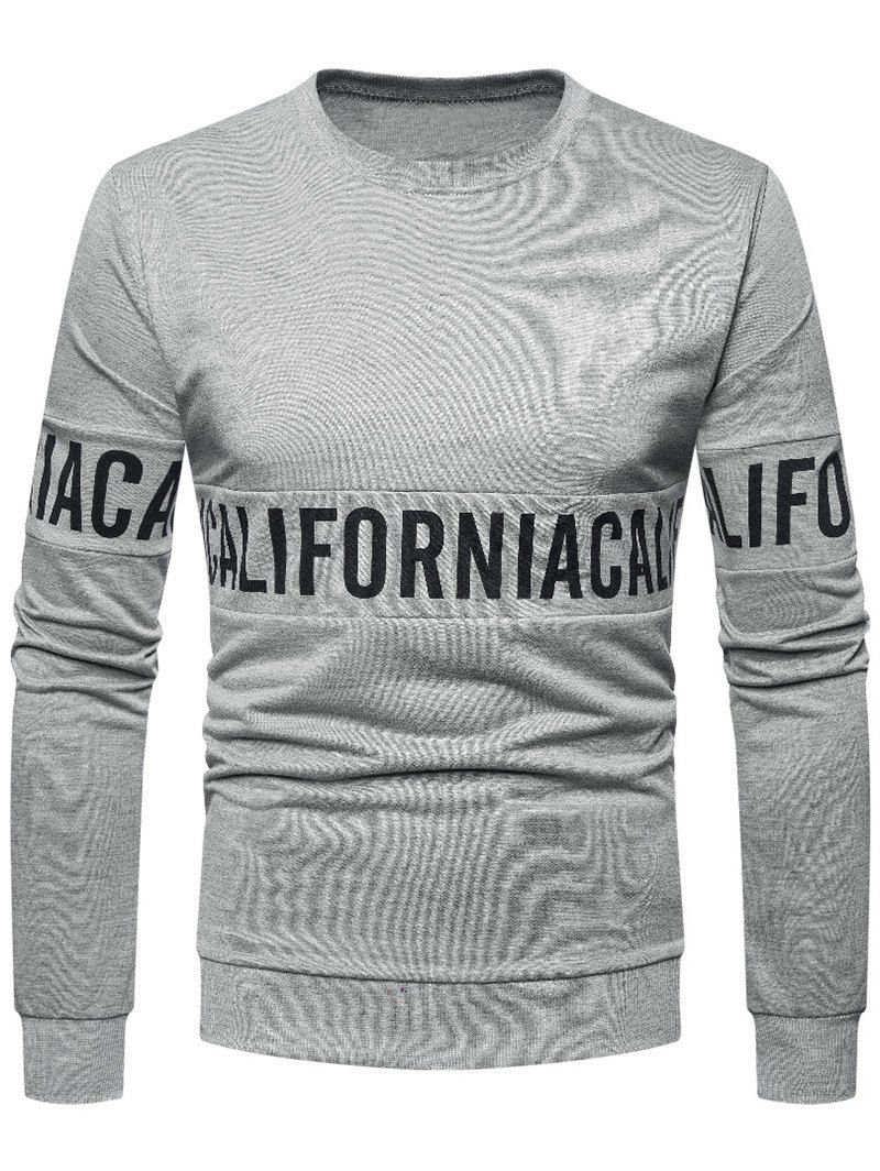 

Solid Color Letter Printed Pullover Sweatshirt, Gray cloud