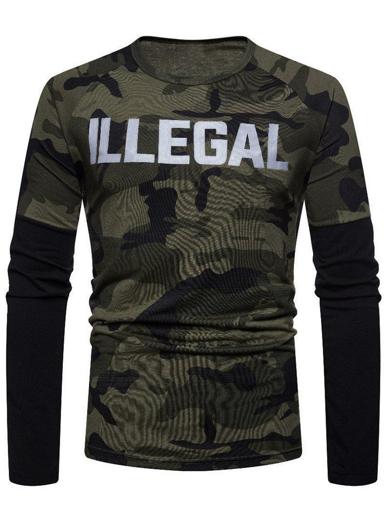 

Camouflage Spliced Long Sleeve T-shirt, Army green