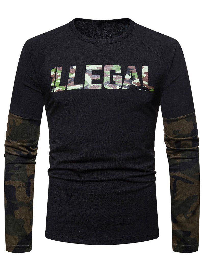 

Camouflage Spliced Long Sleeve T-shirt, Night