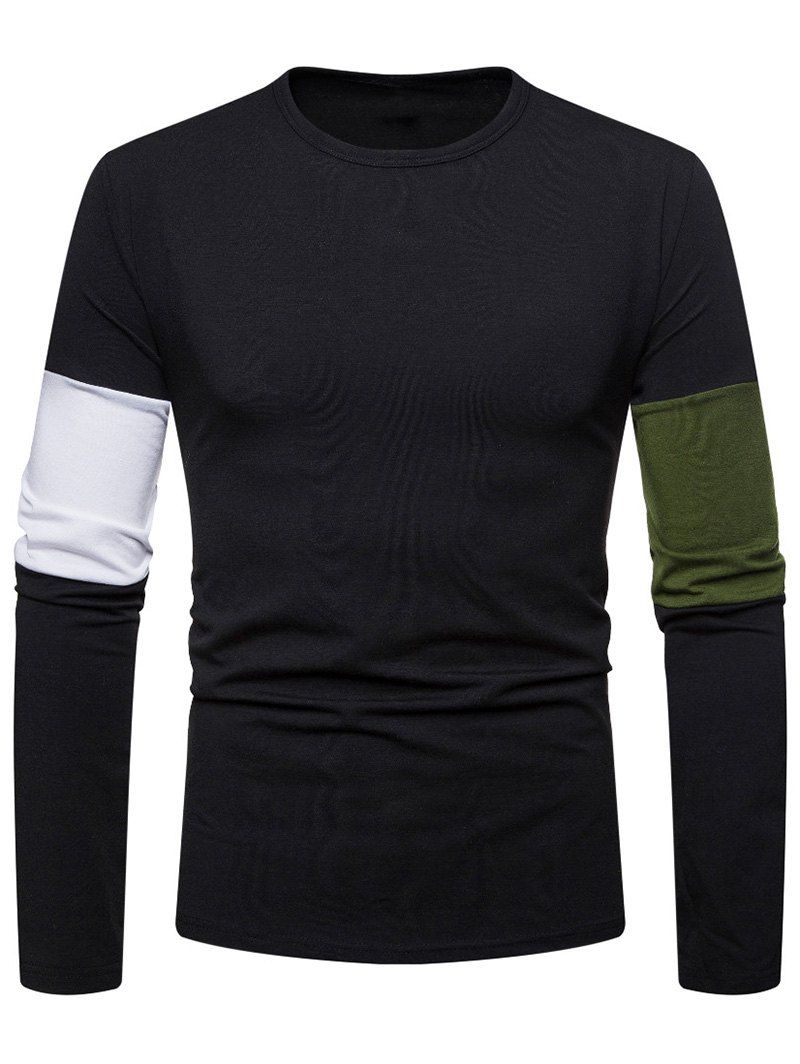 

Color Spliced Crew Neck T-shirt, Black