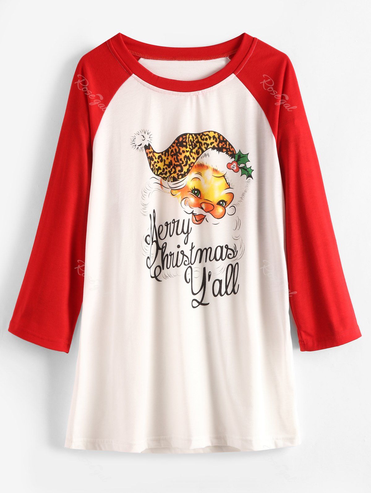 

Christmas Santa Claus and Letter Print Plus Size T-shirt, White