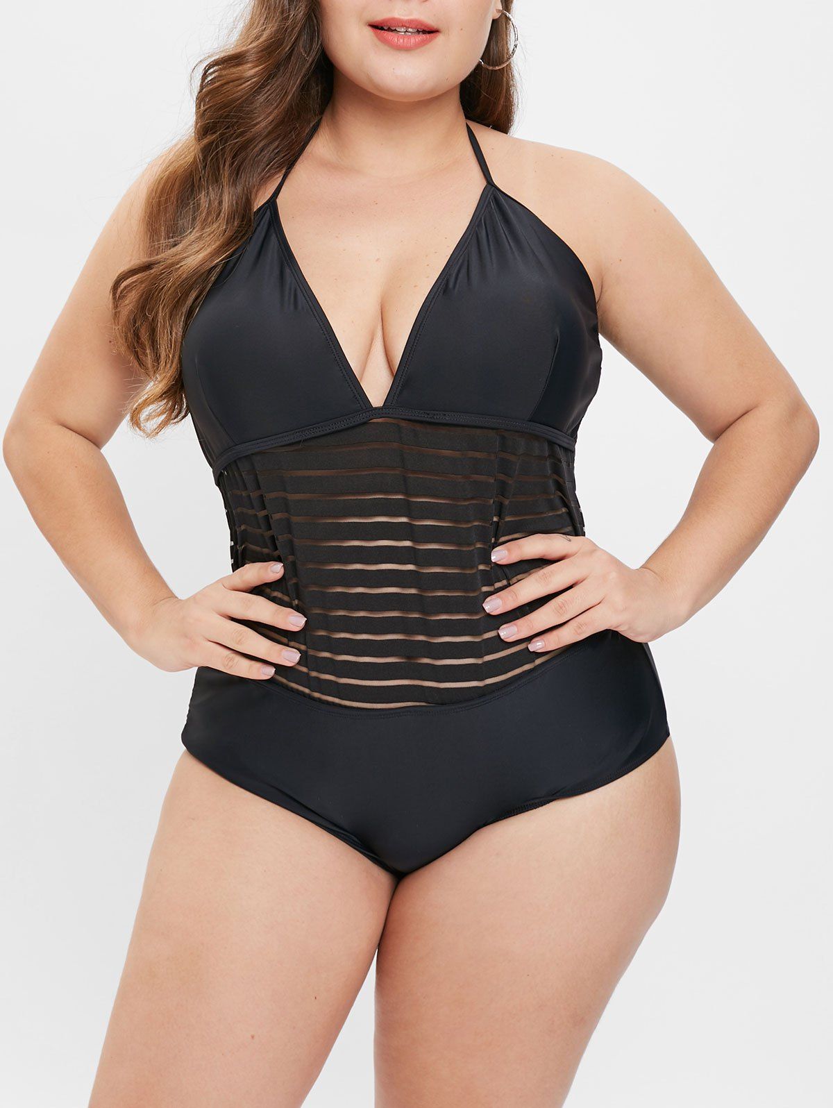 41 Off See Through Plus Size Mesh Panel Swimwear Rosegal