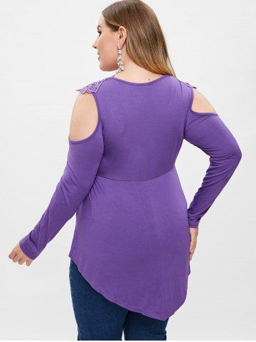 

Plus Size Keyhole Lace Panel Tunic Top, Purple
