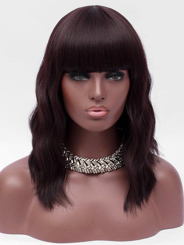 

Full Bang Medium Natural Wavy Party Synthetic Wig, Brown