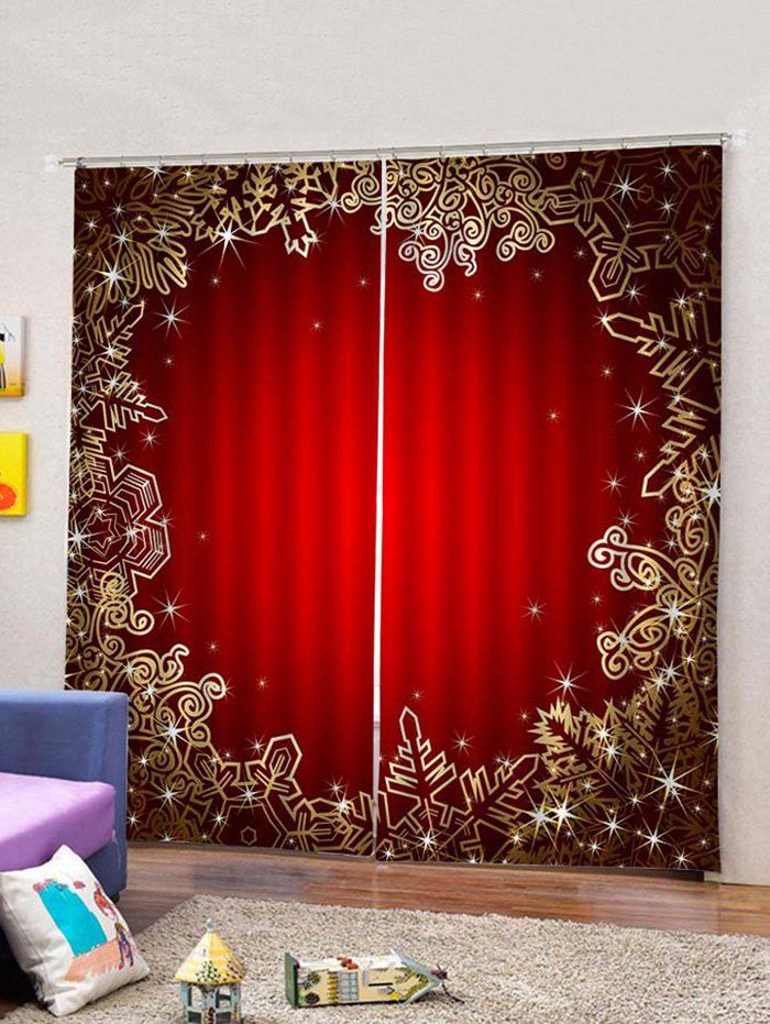 

2PCS Christmas Geometry Pattern Window Curtains, Multi