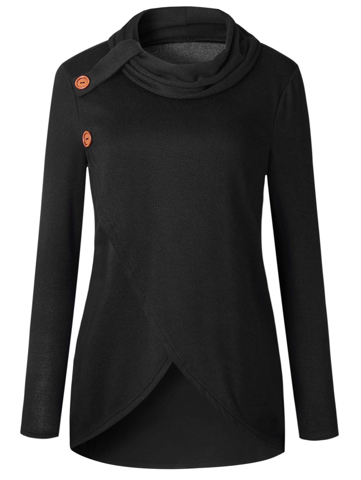 

Turtleneck Surplice Knitwear, Black