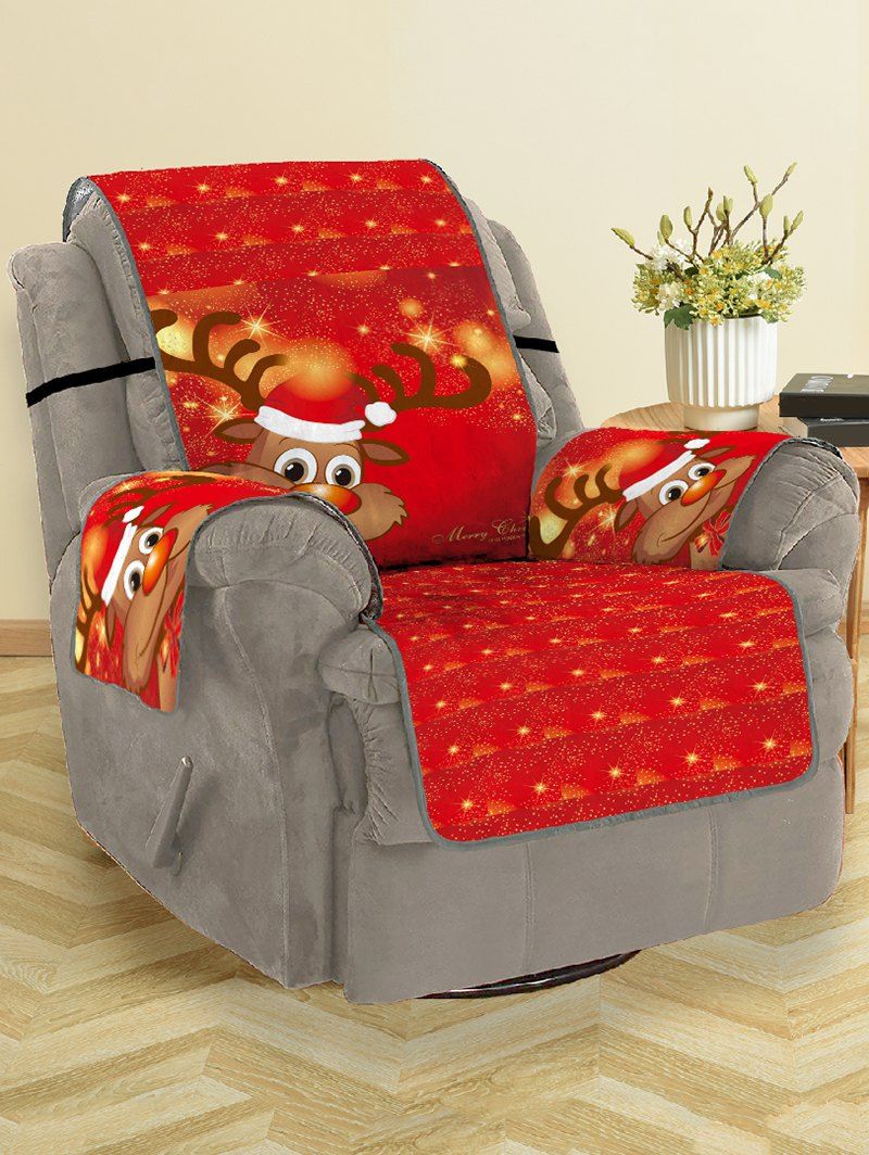 

Christmas Elk Pattern Couch Cover, Red