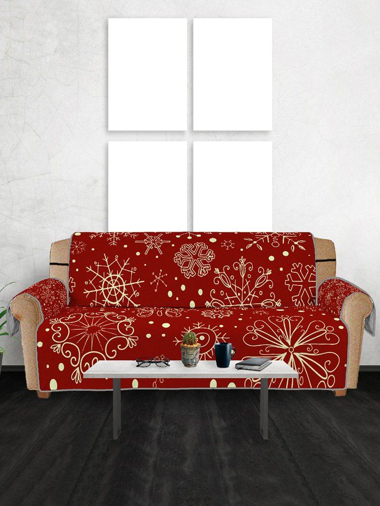 

Christmas Snowflake Pattern Sofa Cover, Red