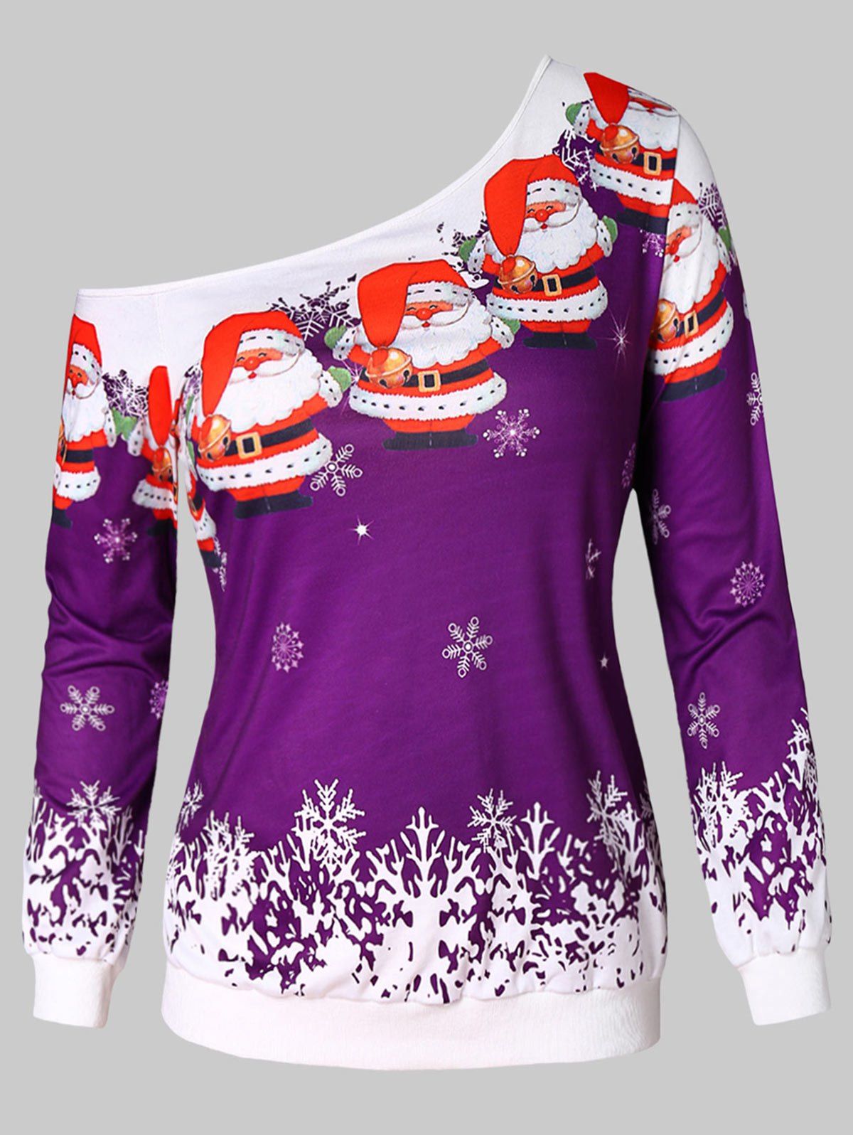 

Snowflake and Santa Claus Print Plus Size Sweatshirt, Multi