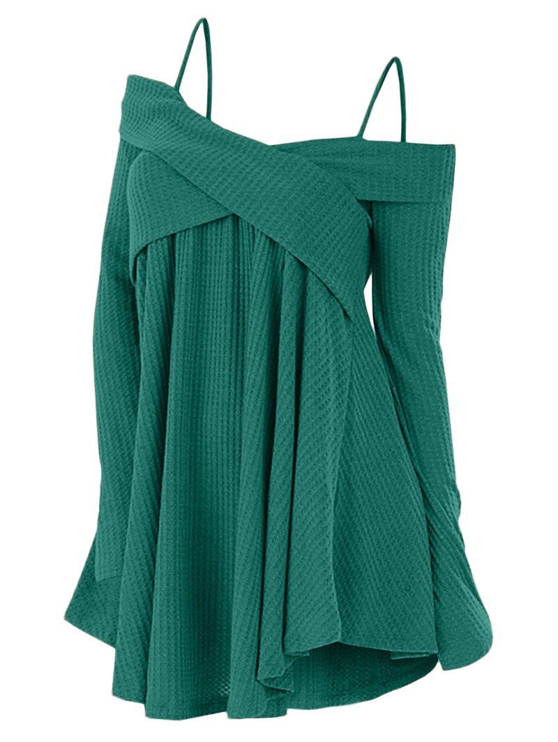 

Open Shoulder Crisscross Tunic Sweater, Dark turquoise