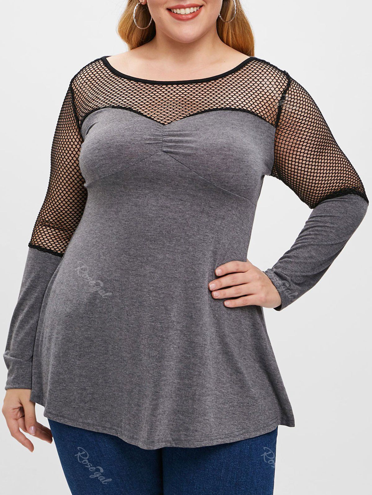 plus size fishnet shirt